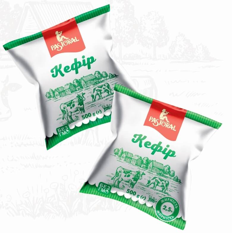 Кефір PASТORAL 2,5%, 500г, плівка поліетиленова